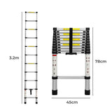 Traderight Multipurpose Ladder Telescopic 3.2M Silver 3.2 Meter - Front View