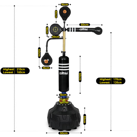 Centra Boxing Speed Ball Free Standing Punching Bag Reflect Reaction Training-1954802363365724162