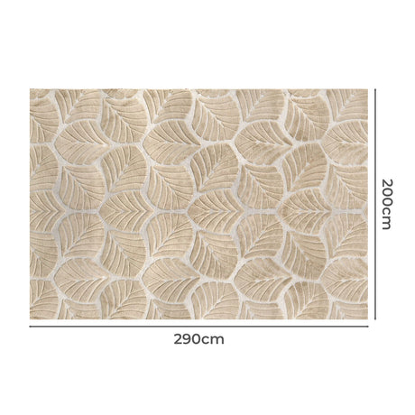 Marlow Floor Rug Soft Embossed Carpet Non Slip Plush Shaggy Rugs Leaf Pattern-2006732849025257474