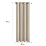 2x Blockout Curtains Panels 3 Layers Beige-2018816651583164418