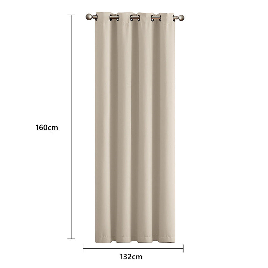 2x Blockout Curtains Panels 3 Layers Beige-2018816651583164418