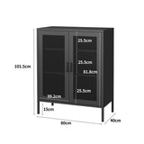 Levede Storage Cabinet Steel Kitchen Black - Front View