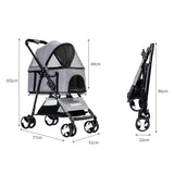 PaWz Large Pet Stroller Dog Cat Travel Grey - Front View
