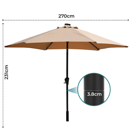 Centra 2.7M LED Outdoor Umbrella Base Stand Khaki-1954802421788184578