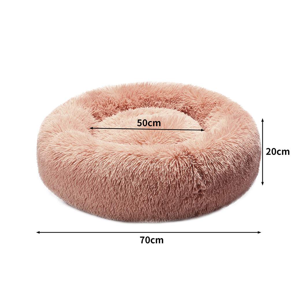 PaWz Pet Bed Cat Dog Donut Nest Calming L Pink Large-2018816656003960834