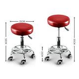 Levede Salon Stool Swivel Barber Stools Red - Front View