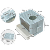 PaWz Foldable Cat Litter Box Tray Enclosed Blue - Front View