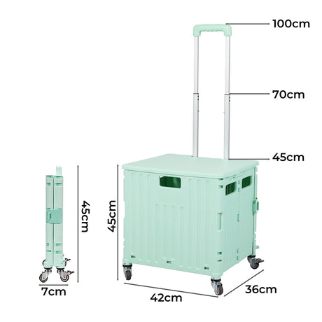 Folding Shopping Trolley Cart Portable Green-2006733034371551234