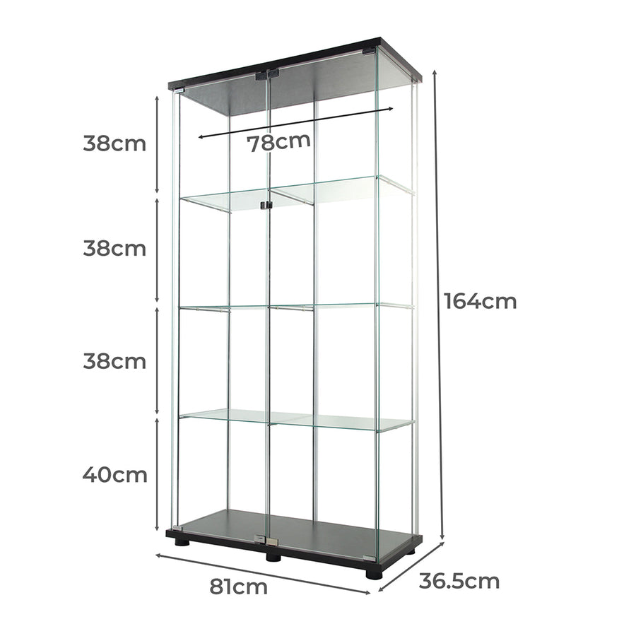 164cm Glass Display Cabinet 2 Doors-2006732805702291458