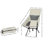 Levede Camping Chair Folding Outdoor Large Beige - Front View