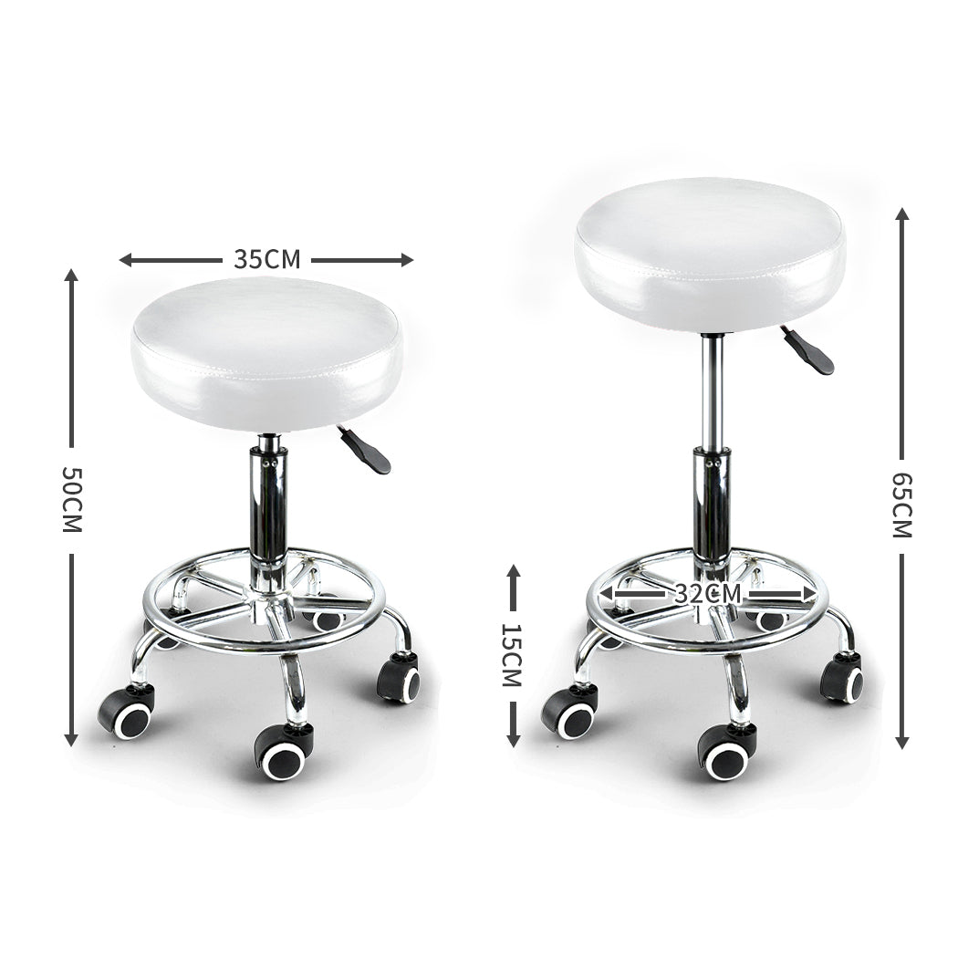 2x Levede Swivel Salon Barstool Hairdressing White-2018816797721104386