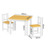 Bopeep Kids Table and Chairs Set Wooden 3PCS Study Play - Front View