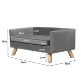PaWz Pet Sofa Bed Dog Warm Soft Lounge Grey - Front View