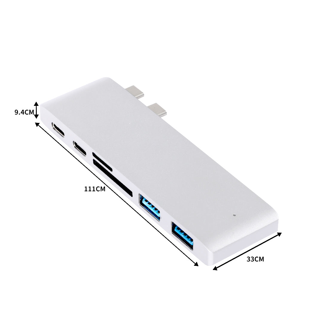 USB 3.0 Type-C HUB 6 Port Powered Adapter Silver-1954802839935127554