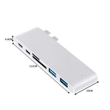 USB 3.0 Type-C HUB 6 Port Powered Adapter Silver - Front View