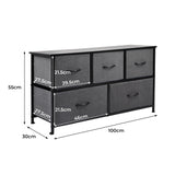 Levede Chest of 5 Drawers Storage Cabinet Dark Grey-2006733262080315394