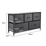 Levede Chest of 5 Drawers Storage Cabinet Dark Grey-2006733262080315394