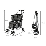 PaWz Pet Stroller 2-Tier Dog Cat Carrier Foldable - Front View