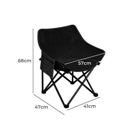 Levede Folding Camping Moon Chair Lightweight Black-1954802887498534914