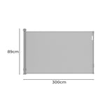 BoPeep Retractable Baby Safety Gates 300cm Grey 300 cm - Front View