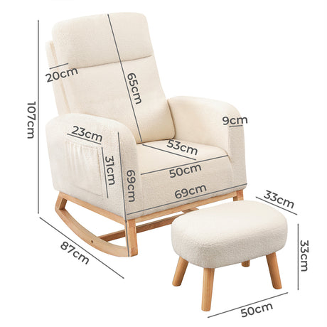 Levede Rocking Chair Ottoman Footrest With Side Pocket-2006732687271923714