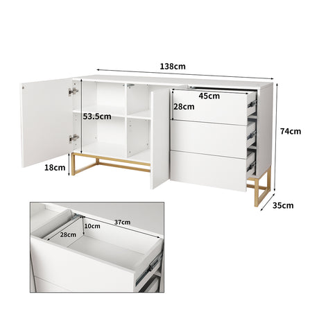 Levede Buffet Sideboard Storage Cabinet White-2006733268556320770