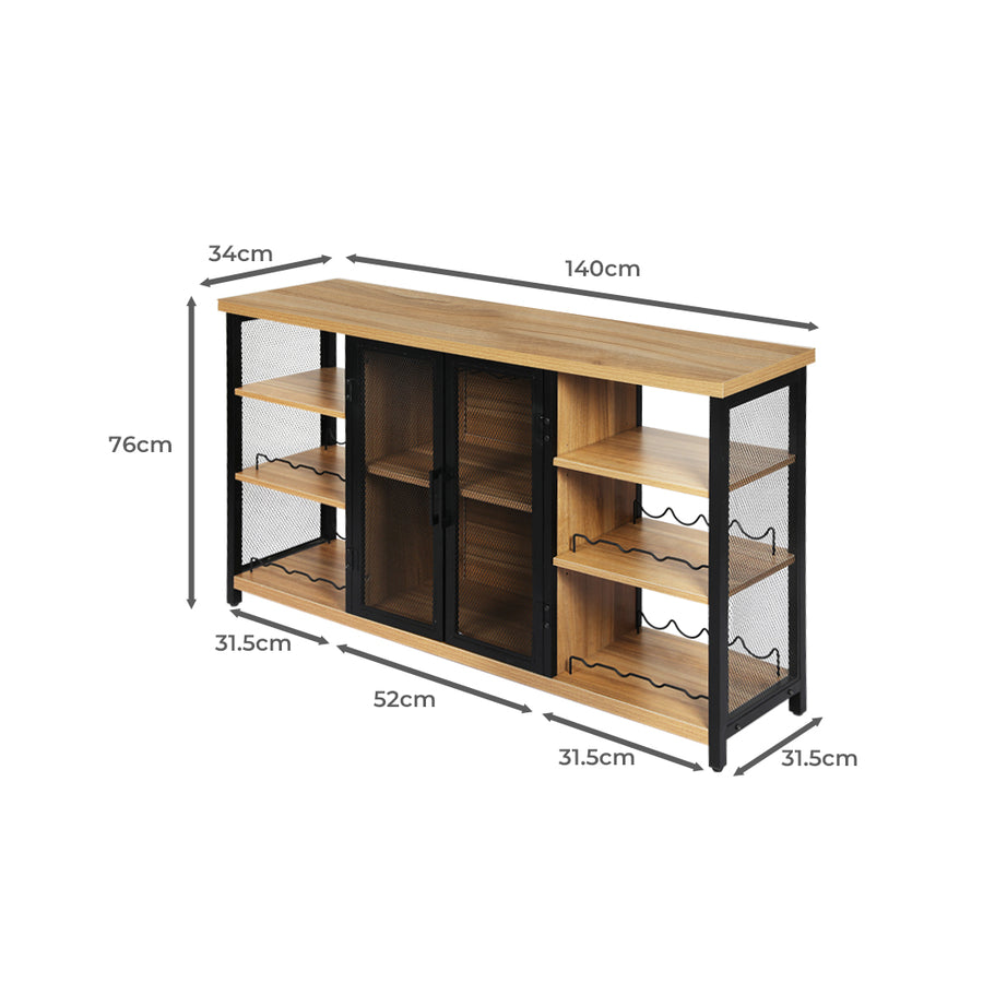 Levede Bar Cabinet Buffet Sideboard Oak-2018816921012670466