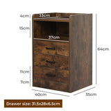 Levede Bedside Table USB Charger Outlet LED Oak - Front View