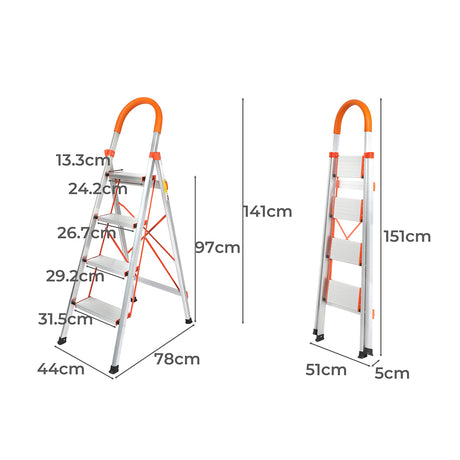 Traderight 4 Step Ladder Folding Aluminium-2006733183374200834