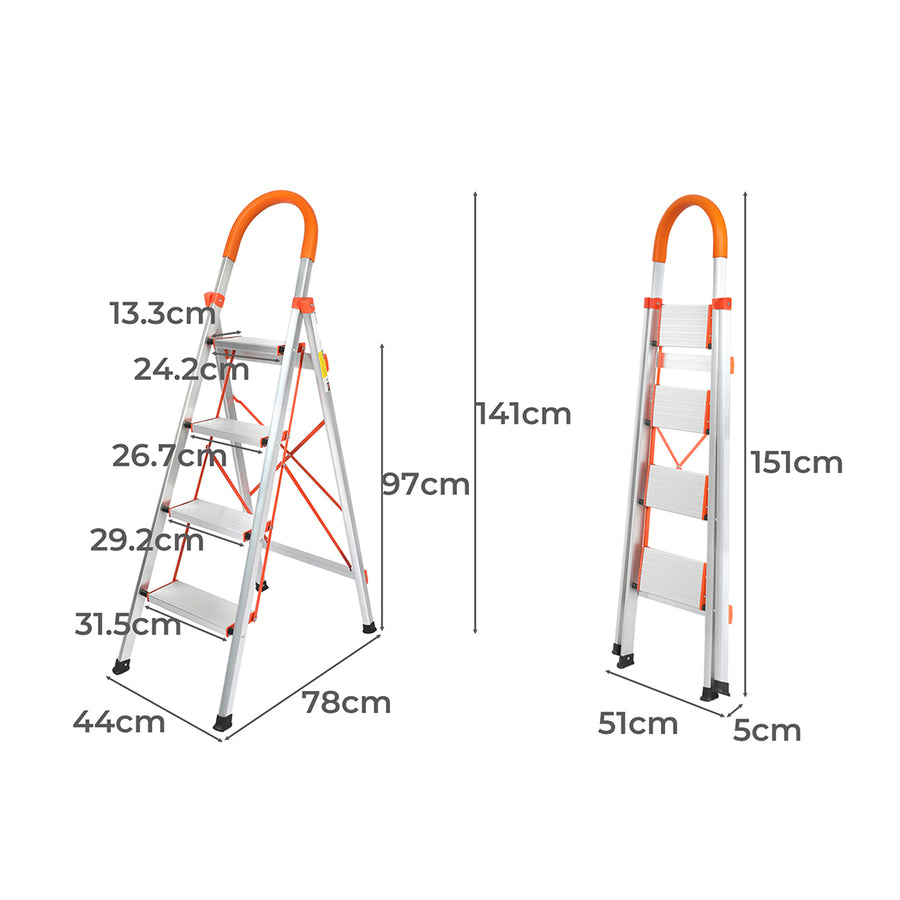 Traderight 4 Step Ladder Folding Aluminium-2006733183374200834