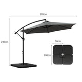Mountview 3M Outdoor Umbrella Cantilever Grey With Base - Front View