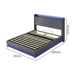 Levede Double Bed Frame Gas Lift LED Light-2006732862769991682