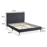 Levede Fabric Bed Frame Double Mattress Grey - Front View