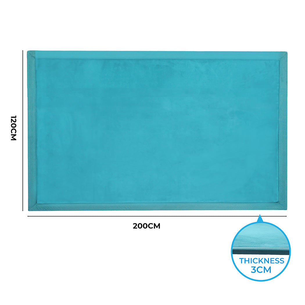 Marlow Coral Velvet Area Rugs Large Mat 120x200cm Blue-2018816751181107202
