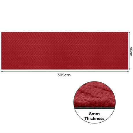 Marlow Extra Large Floor Rug Non Slip 90cm x 305cm Red-2006732691734663170