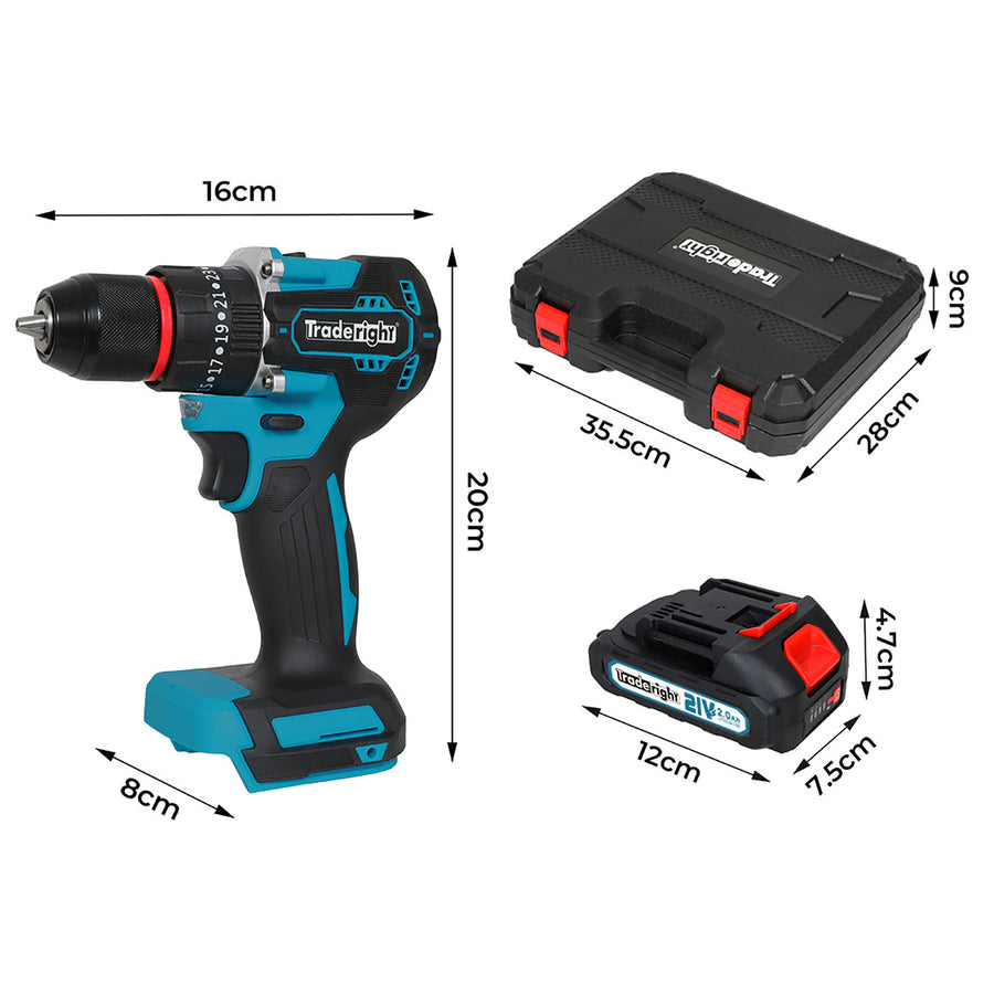 Traderight 21V Cordless Impact Drill with LED Light-2018816790175551490