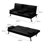 Levede Sofa Bed Adjustable Recliner Black - Front View