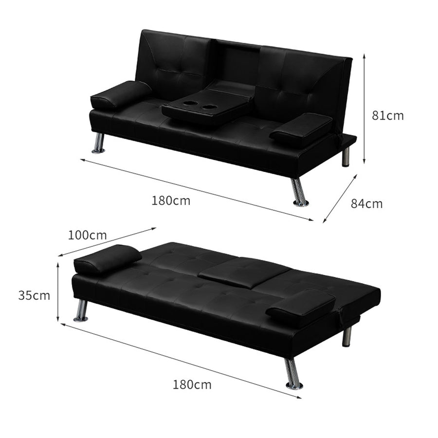 Levede Sofa Bed Adjustable Recliner Black-2006733286516330498