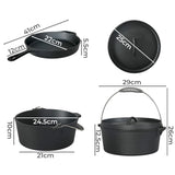 Toque 3PCS Cast Iron Frying Pan and Cast Iron Pot Set - Front View