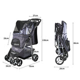 PaWz Large Pet Stroller Dog Cat Carrier Plaid - Front View