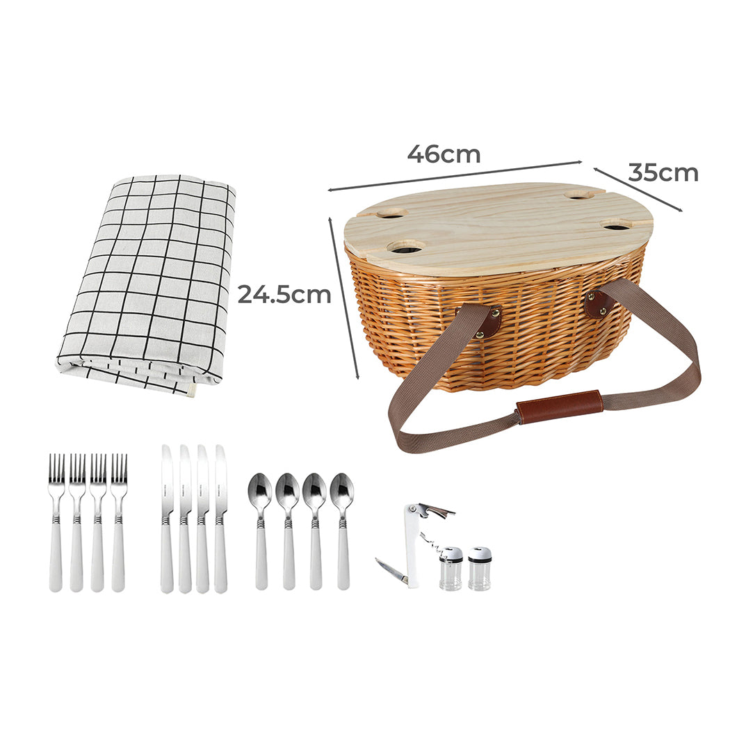 Picnic Basket Set Willow Baskets Outdoor-2006733308196687874