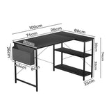 Levede L Shaped Computer Desk Corner Desk Black - Front View