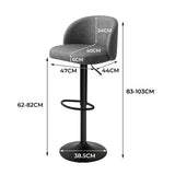 Levede 4x Bar Stool Swivel Gas Lift PU Leather Grey-2006732718938918914