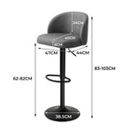Levede 4x Bar Stool Swivel Gas Lift PU Leather Grey-2006732718938918914