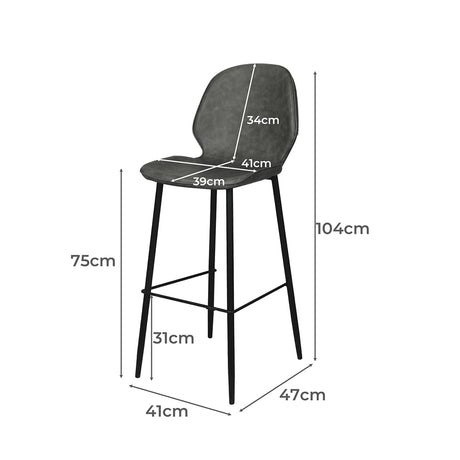 Levede 2x Bar Stool Barstools Counter Grey-1954802995145347074