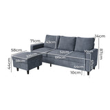 Levede L-shaped Sectional Sofa Lounge Chaise Set - Front View