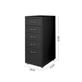 Levede 5 Drawer Office Cabinet Drawers Black - Front View
