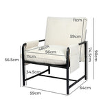 Levede Metal Framed Lounge Chair Corduroy in Beige-2018816855703162882