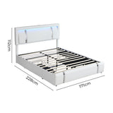 Levede Queen Bed Frame With Adjustable Headboard White - Front View