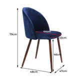 Levede 2x Dining Chairs Seat French Navy - Front View